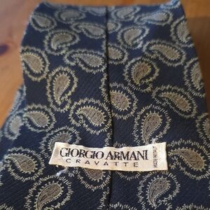Giorgio Armani Navy and Gold Paisley Tie